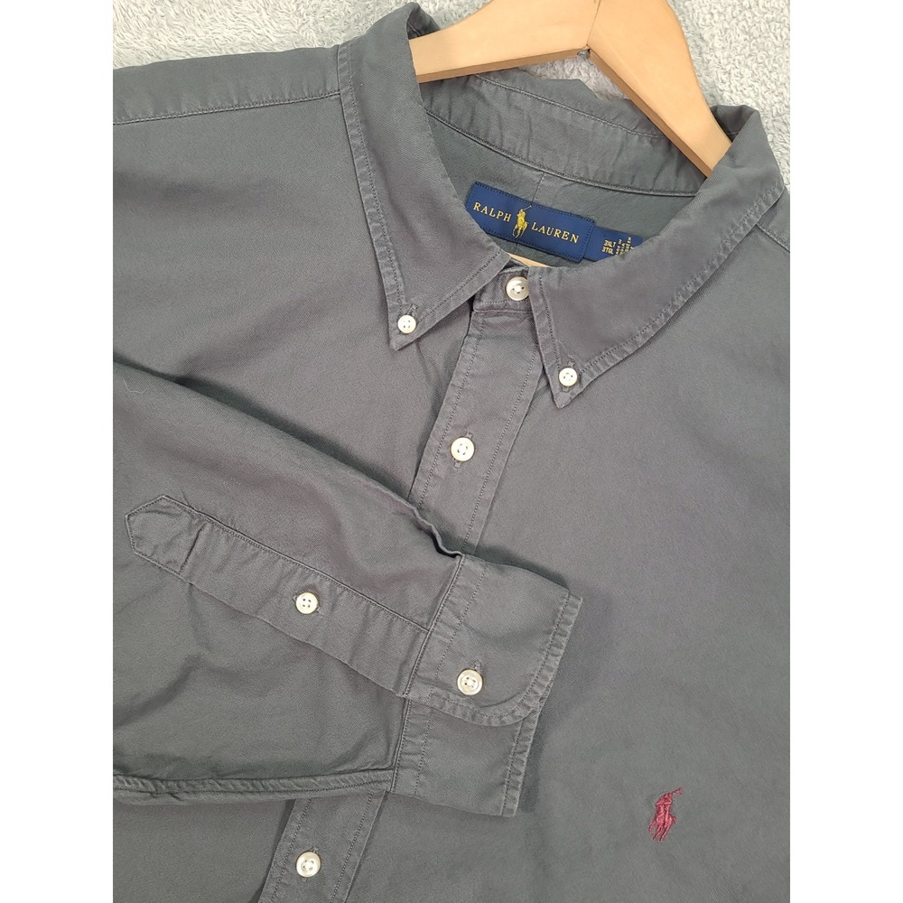 Ralph Lauren Mens 3XLT Gray Cotton Long Sleeve Button Down Shirt Big & Tall